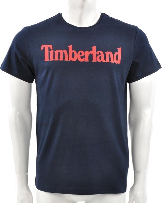 Timberland - Seasonal Linear Logo tee Slim fit - Blauw t-shirt - L - Blauw