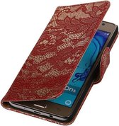 Samsung Galaxy On5 - Étui Portefeuille Booktype Rouge Dentelle