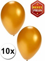 Bellatio Decorations ballonnen - 10 stuks - goud - 27 cm - helium of lucht - verjaardag / versiering
