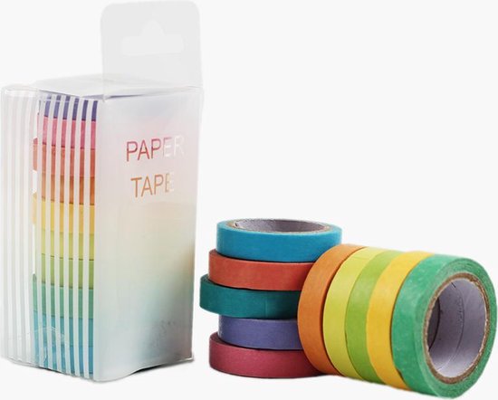 Leukstewinkeltje Masking Tape Regenboog 10 Rollen Decoratie Washi Papier Tape