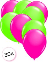 Ballonnen Neon roze & Neon Groen 30 stuks 27 cm