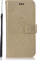 Shop4 - Sony Xperia XZ2 Premium Hoesje - Wallet Case Dromenvanger Uil Goud