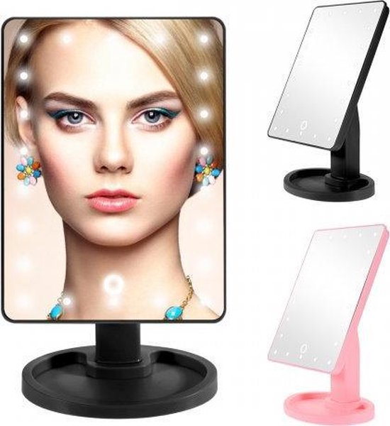 Make-Up Cosmetica Spiegel Met LED Verlichting - Draagbare Staande Visagie Lamp Opmaak... bol.com