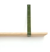 Leren plankdrager XL Groen - 2 stuks - 120 x 4 cm - Industriële plankendragers XL - extra lang - met zilverkleurige schroeven