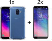 Samsung A6 2018 Hoesje - Samsung Galaxy A6 2018 hoesje shock proof case cover transparant - 2x Samsung Galaxy A6 2018 Screenprotector