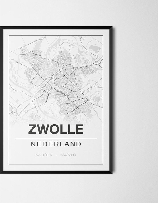 Poster/plattegrond ZWOLLE - 30x40cm