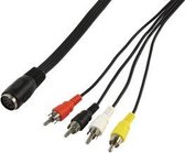 Audio / video kabel 5p DIN kontra steker - 4x tulp steker 0,20 m