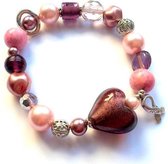 Jewellicious Designs Pink & Silver Sweetheart armband voor Pink Ribbon