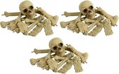 Halloween - 3x Zakken met schedel en botten - Halloween/horror thema kerkhof decoratie