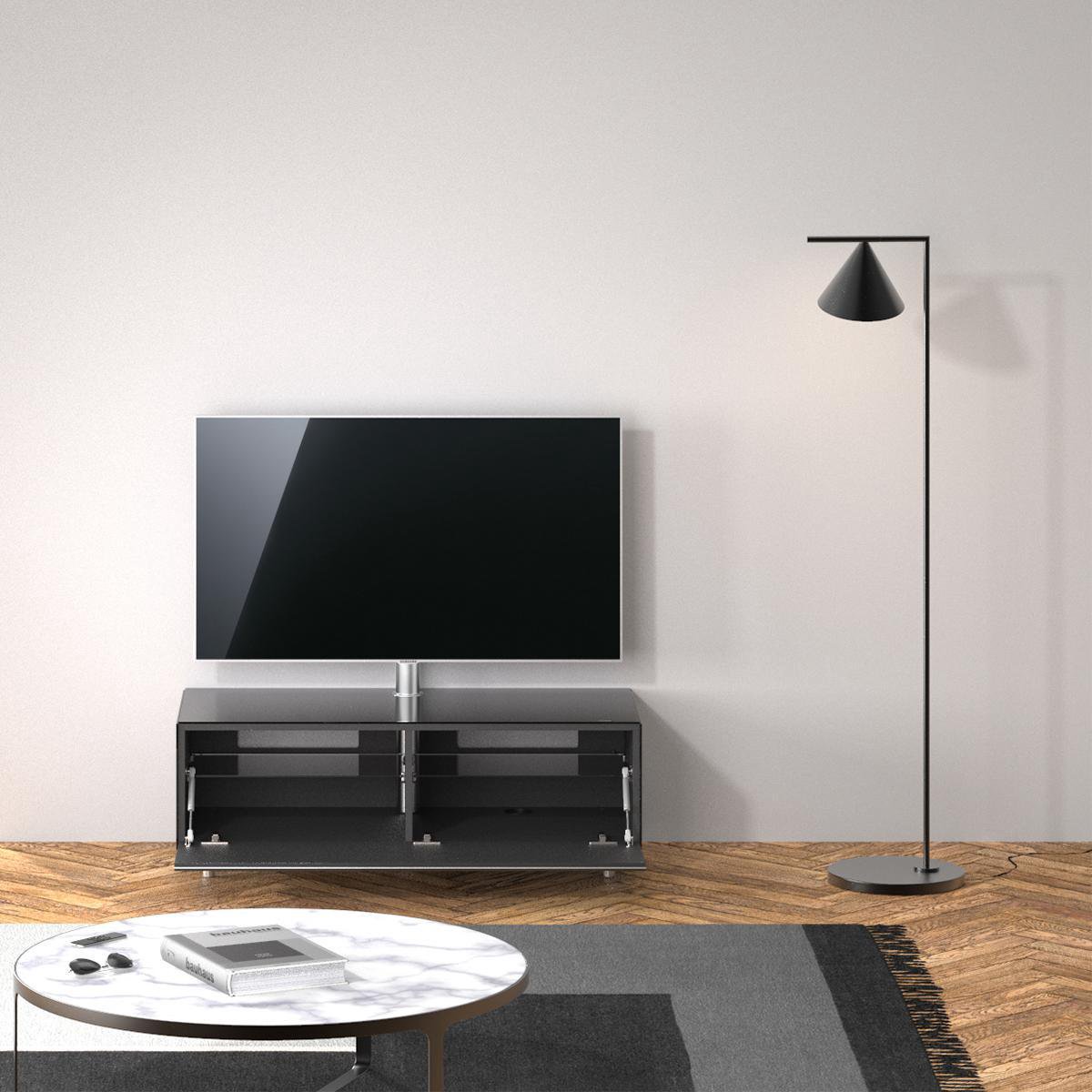 | hoogglans tv-meubel Spectral Just-Racks bol JRL1100T-BG | - in zwart 1.10m breed