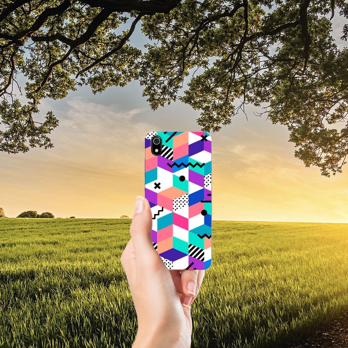 Xiaomi Redmi 7A TPU Hoesje Blokken Kleurrijk