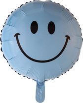 Helium Ballon Emoji Smile Lichtblauw 45cm leeg