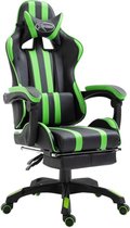 Gamestoel (INCL leer reinigingdoekjes) Groen met Voetenbank - Gaming Stoel - Gaming Chair - Bureaustoel racing - Racestoel - Bureau stoel gamen