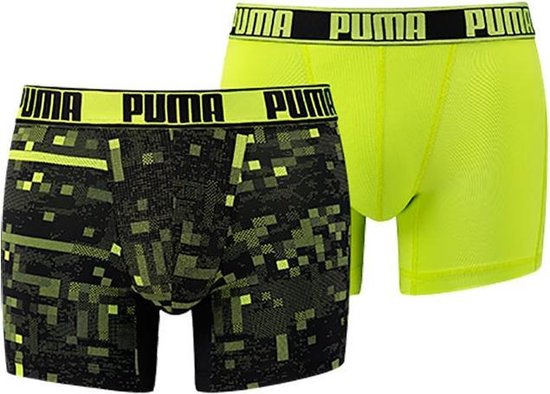 Puma - 2-pack Active Style Print Sport Boxershorts Zwart / Lime-XL | bol.com