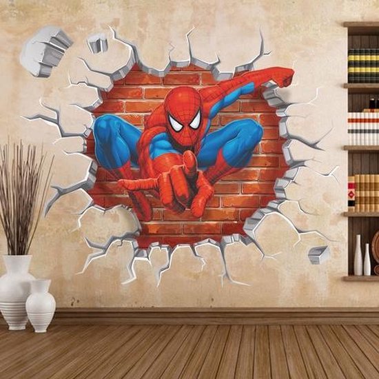 Reserveren Wijzigingen van klein Muursticker Spiderman uit muur (3D) | kinderkamer - jongenskamer | cartoons  - tv/film | bol.com