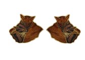 Behave® Katten oorbellen steker met oranje en bruine poes