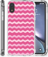 Geschikt voor iPhone Xr Backcover Hoesje Waves Pink