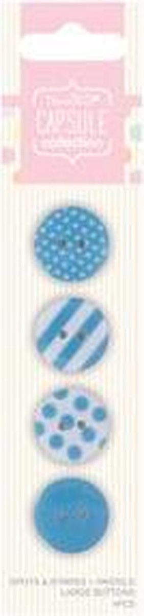 Large Buttons (4pcs) - Capsule - Spots & Stripes Pastels - Blue