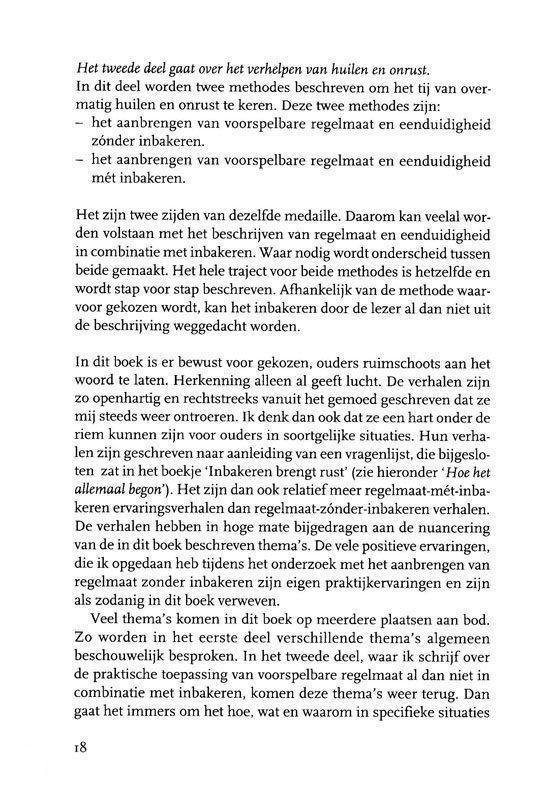 Boekpagina's met tekst over de voordelen van regelmaat en inbakeren.