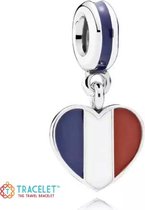 Reizen - Zilveren bedels - Bedel Frankrijk | Hart vlag Frankrijk | 925 Sterling Zilver - Geschikt voor alle merken - Met 925 Zilver Certificaat - In Leuke cadeauverpakking - Moeder