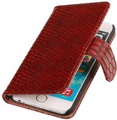 Mobieletelefoonhoesje.nl - iPhone 6 / 6s Hoesje Slang Bookstyle Rood