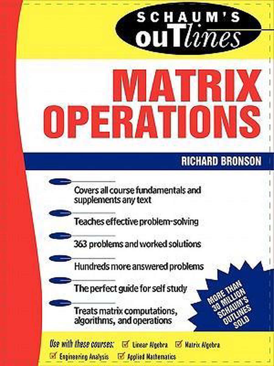 Omslag van Schaum's Outline of Theory and Problems of Matrix Operations