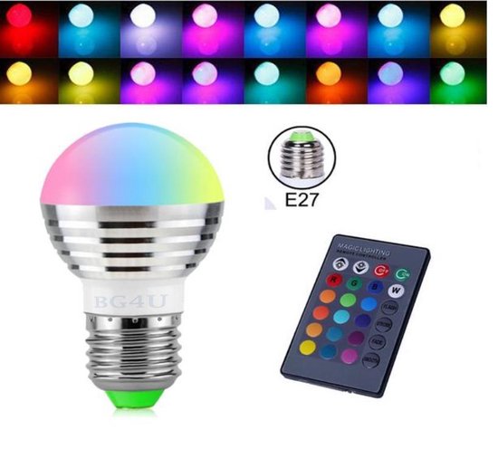 Magic Led Lamp Kleur | Bulb | RGBW 3 Watt Led | IR Afstandbediening | 16... | bol.com