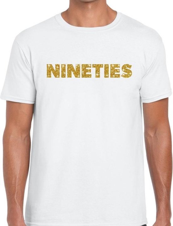 Onwijs bol.com | Nineties goud glitter tekst t-shirt wit heren - Jaren 90 VA-92