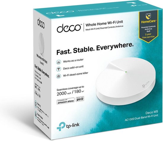 TP-Link Deco M5 - Mesh Wifi - Router - 1300 Mbps - 1-pack - Uitbreiding