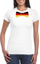 Wit t-shirt met Duitse vlag strikje dames - Duitsland supporter S