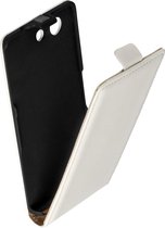 Lelycase Lederen Flip Case Cover Hoesje Sony Xperia Z3 Compact / Z3 Mini Wit