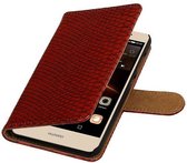 Mobieletelefoonhoesje.nl - Huawei Y5 II Hoesje Krokodil Bookstyle Rood