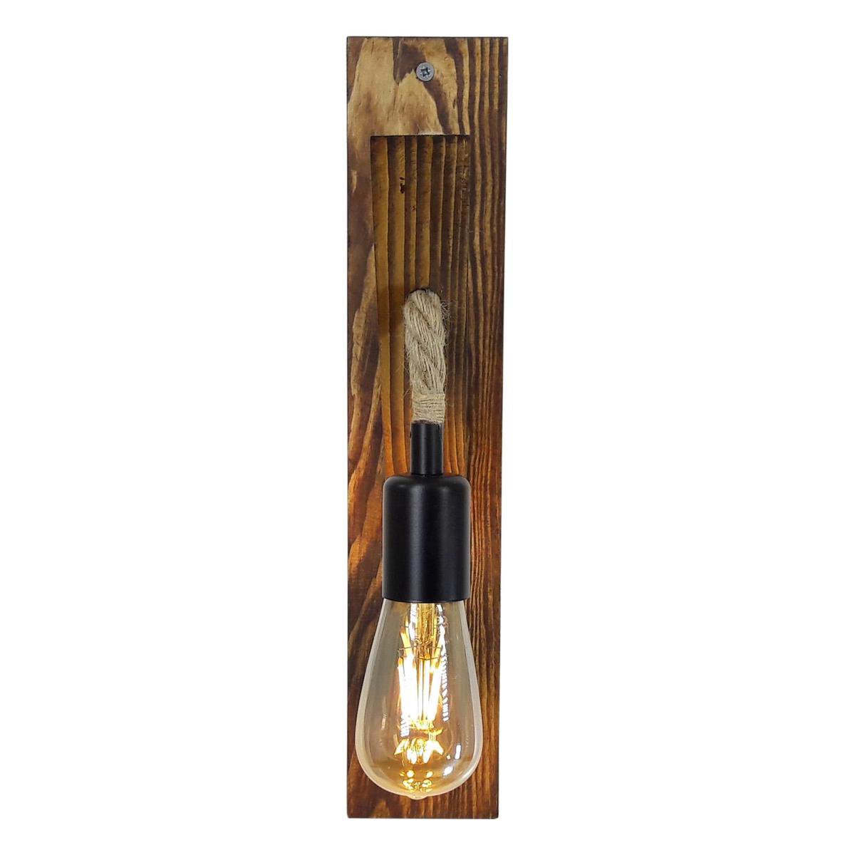 Fienzi Houten Wandlamp met Touw 1 Lamp Industriële