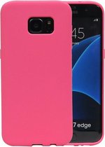 Roze Zand TPU back case cover cover voor Samsung Galaxy S7 Edge