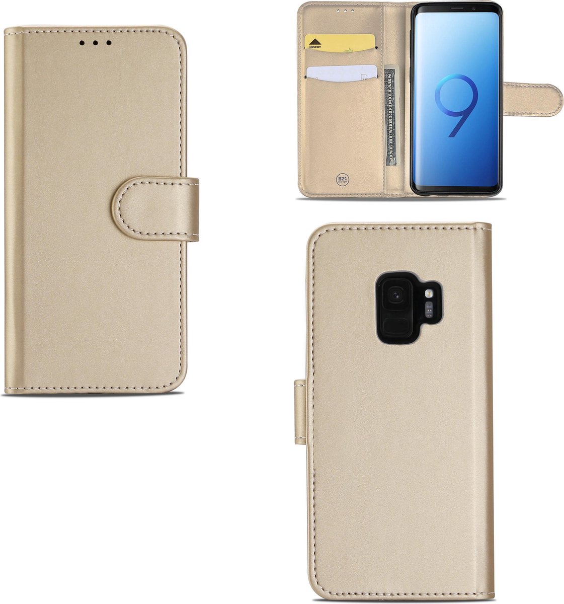 Samsung Galaxy S9 Hoesje Goud met Flexibele Houder
