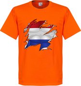 Holland Ripped Flag T-Shirt - Oranje - L