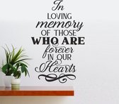 Muursticker - In Lovely Memory Of Those Who Are Forever In Our Hearts - Zwart 58x91