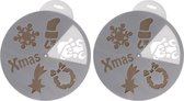 Kerst raamsjablonen kerstplaatjes 30 cm 2 stuks - Raamdecoratie Kerst - Sneeuwspray sjabloon