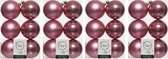 24x Oud roze kunststof kerstballen 8 cm - Mat/glans - Onbreekbare plastic kerstballen - Kerstboomversiering oud roze