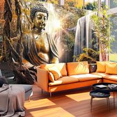 Fotobehang - Waterval van Overpeinzing , Boeddha, premium print vliesbehang
