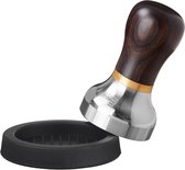 scarlet espresso | Tamper "Vittoria" voor barista; met ergonomische handgreep van kostbaar hout en hoogglans gepolijste, hooggepolijste roestvrijstalen voet.