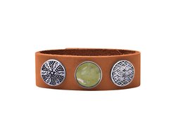 Quiges Dames Leren Armband Bruin met 3 Drukknopen Set 19.5 - 21.5cm - EBCMS339