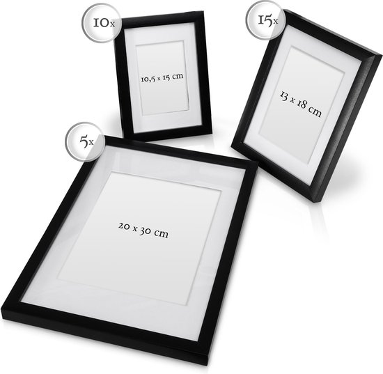 bomoe Emotion Set van 30 Fotolijsten Houten Frames - kunststof glas - 10x  10,5x15cm /... | bol.com