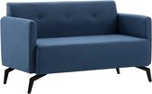 Bankstel 2-zits Stof Blauw (Incl FLEECE deken) - Loungebank - Woonkamer bank - Sofa - Tweezitsbank- Zitbank