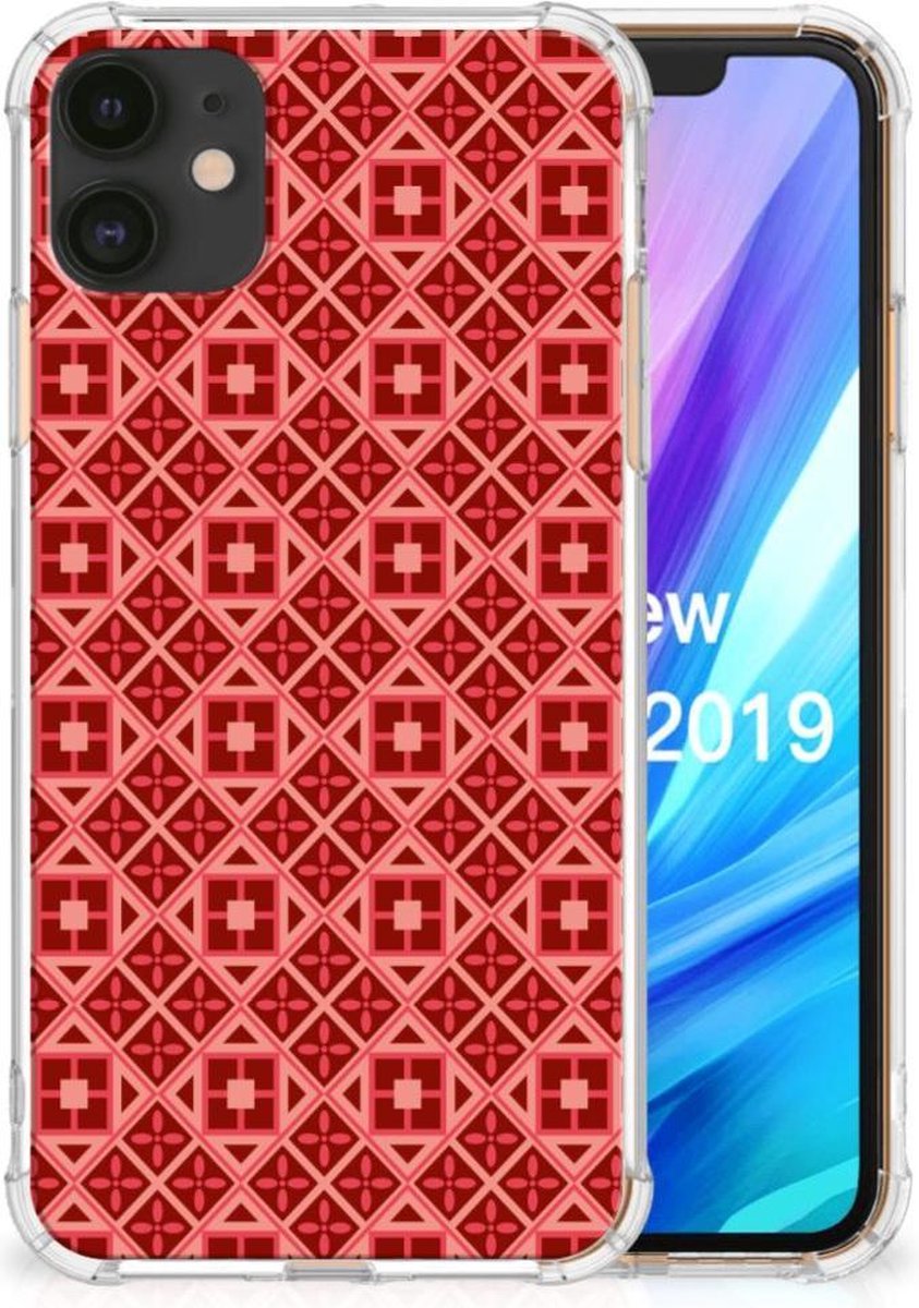Back Cover voor Apple iPhone 11 Doorzichtige Silicone Hoesje Batik Rood
