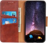 Wallet bookcase geschikt voor Apple iPhone 11 Pro Max - bruin +  Glazen Screenprotector