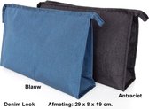 Rojafit Budget Toilettas Groot - Lichtgewicht - Denim Look - Blauw - Afmeting: 29 x 8 x 19 cm.