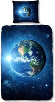 Good Morning Earth - Dekbedovertrek - Eenpersoons - 140x200/220 cm + 1 kussensloop 60x70 cm - Blauw