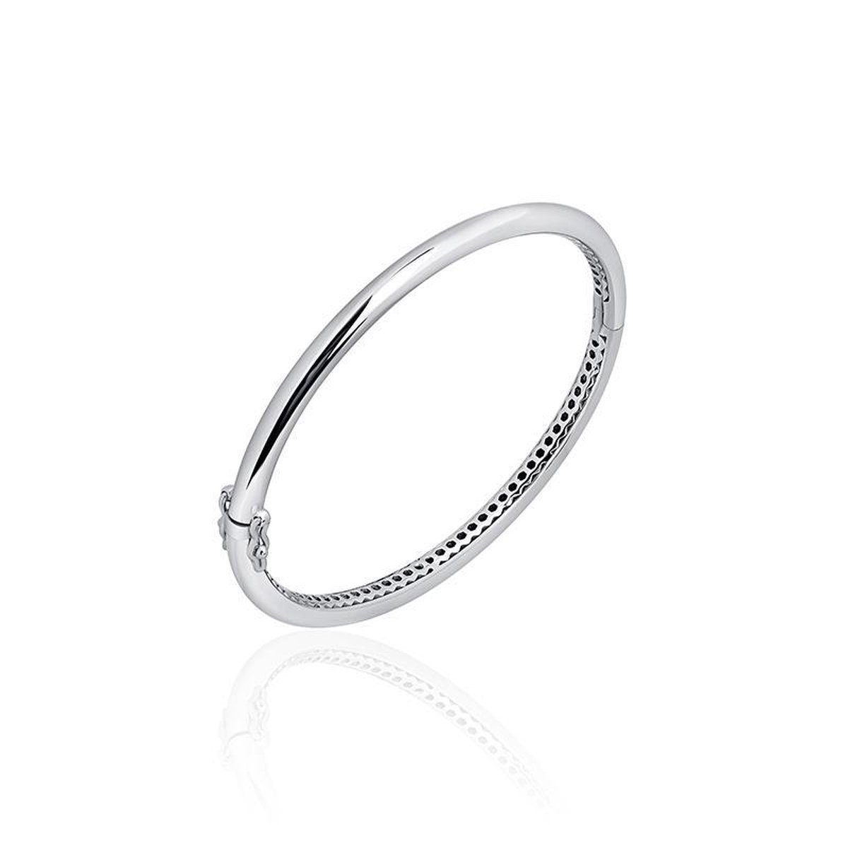 Jewels Inc. - Armband - Bangle Rond Gepolijst - 4mm Breed - Maat 60 - Gerhodineerd Zilver 925