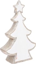 Wit met glitter glitter decoratie kerstboom beeldje 40 cm - Kerstversieringen/kerstdecoraties